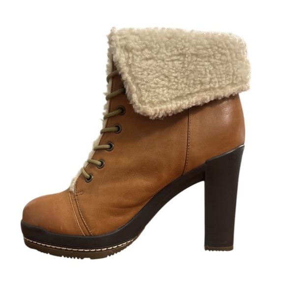 NWOB Kelsi Dagger Ricci Tan Leather Heeled Boots Women's Size 9 - Picture 3 of 12